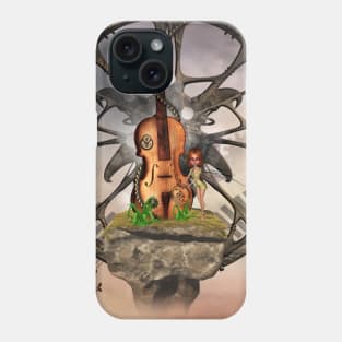 Steampunk violin with little fairy Phone Case