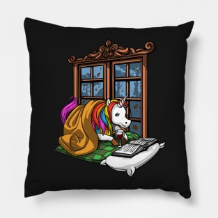 Magical Unicorn Wine Lover Reading A Book Pillow