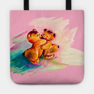 Teddy bear hug says I love you!  True love. Tote