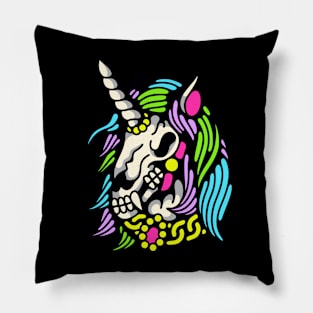 Skeleton horse rainbow Pillow