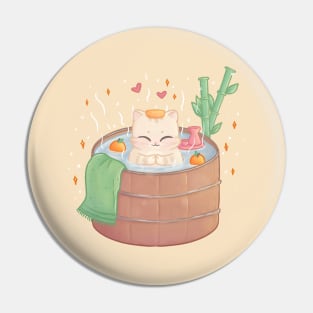 Hot Tub Onsen Cat Pin