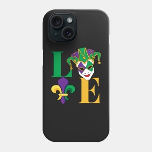 Love Mardi Gras Jester Mask Phone Case