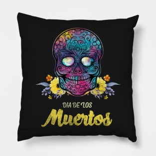 Dia De Los Muertos Floral Sugar Skull Pillow