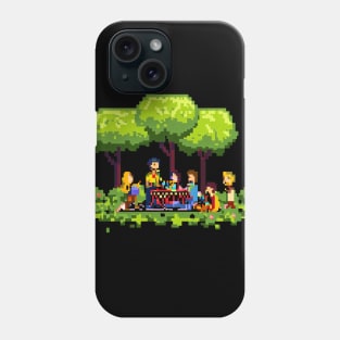 A group of people enjoying a picnic in a park Phone Case