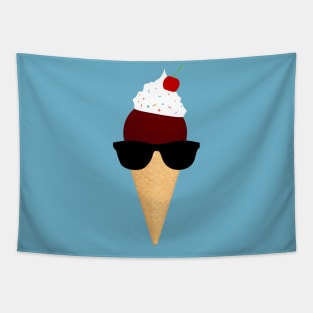 Cool Ice Cream Cone with Sunglasses Tapestry