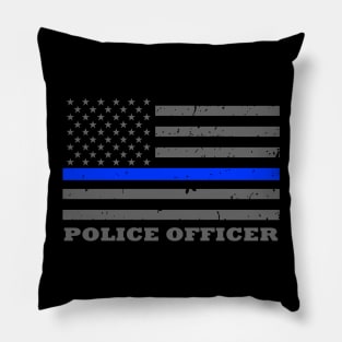 Police Officer Thin Blue Line Flag Pillow