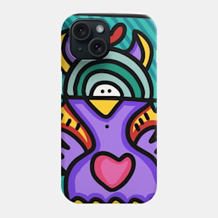 Purple Graffiti Bird Character Phone Case