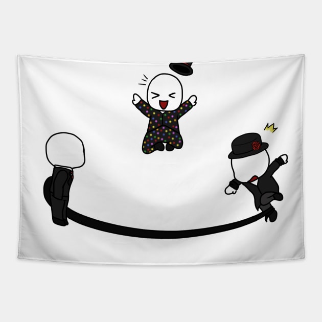 the slender brothers play with jump rope Tapestry by LillyTheChibi