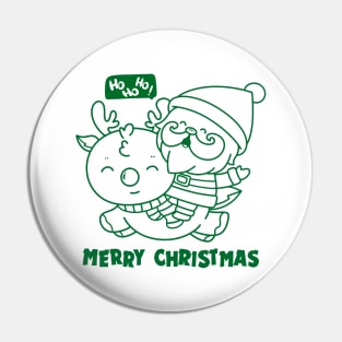 Merry Christmas - Santa Claus is riding a reindeer Pin