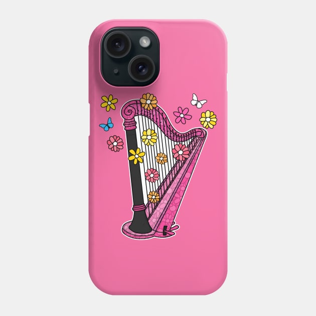 Mothers Day Harp Mom Female Harpist Phone Case by doodlerob
