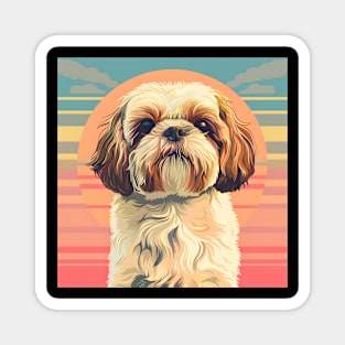 70s Shih Tzu Vibes: Pastel Pup Parade Magnet