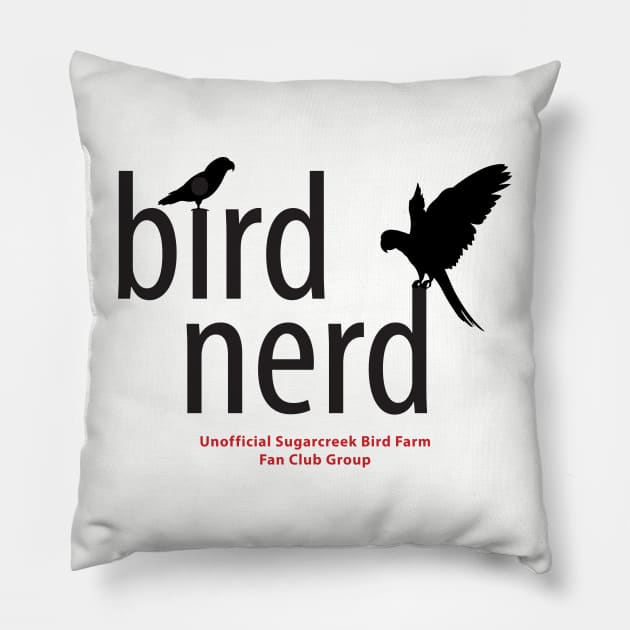 Bird Nerd - black type Pillow by Just Winging It Designs