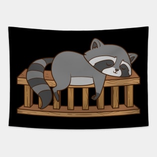 A cute, cheeky raccoon is sleeping. Tapestry