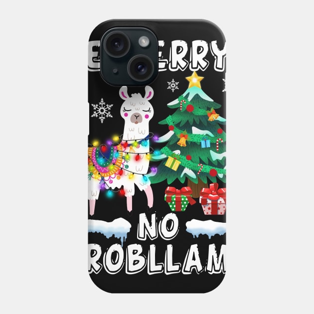 No Probllama Funny Santa Llama Christmas Phone Case by Danielsmfbb