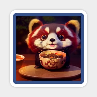 Kawaii Red Panda Eating Ramen Magnet