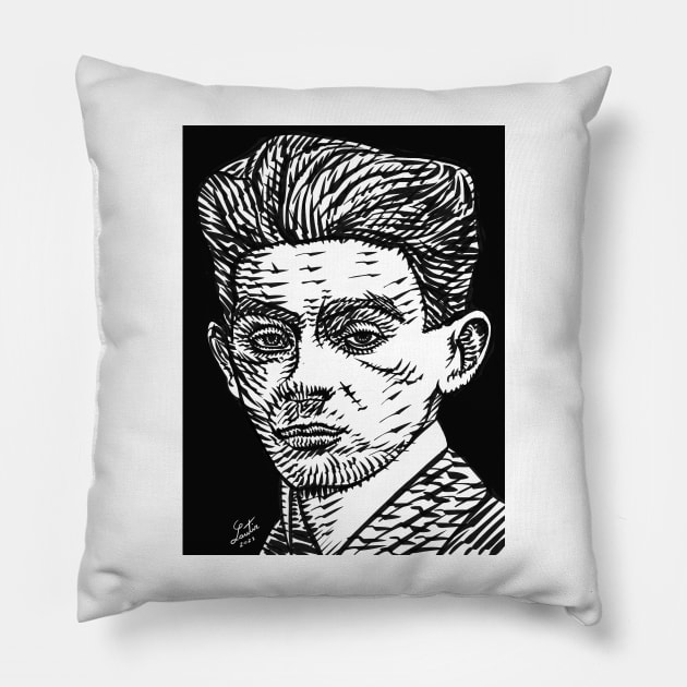 EGON SCHIELE ink portrait .1 Pillow by lautir