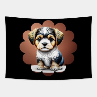 Havanese Puppy Dog in Black, Brown & White Fur Coat Markings Tapestry