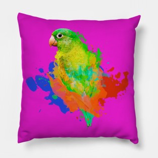 Aquarell Watercolor Splatter Quaker Parakeet Parrot Pillow