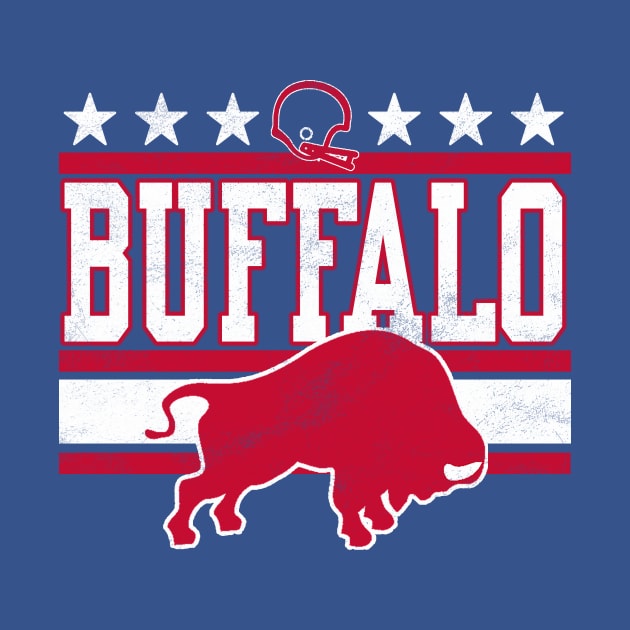 Buffalo Football retro and distressed helmet and stripe by MulletHappens