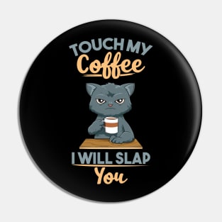 Funny Angry Cat Coffee Lover Feline Morning Animal Pin