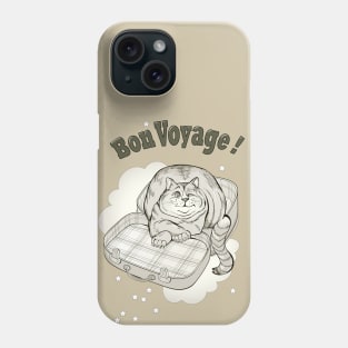 Illustration of funny cat preparing to journey. Phone Case