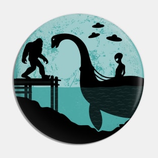 Alien Loch Ness Monster Bigfoot Pin