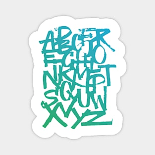 Calligraphy alphabet in a green and blue gradient Magnet