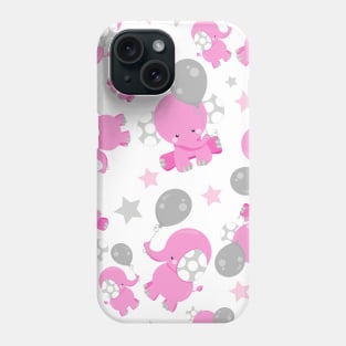 Pattern Of Pink Elephants, Cute Elephants, Stars Phone Case