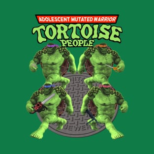 Adolescent Mutated Warrior Tortoise People - Off Brand Knock Off Parody Funny Green Comic 80's Superhero Characters T-Shirt