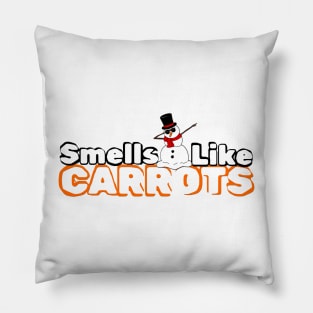 Smells Like Carrots Snowman Joke Pillow