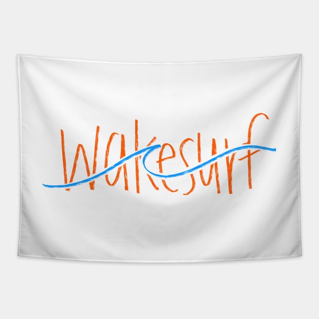 Wakesurf Lettering Tapestry by AlishaMSchil