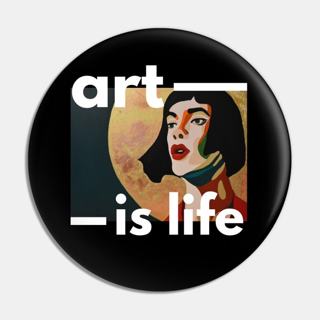 Art Painting Popart Woman green golden Pin by PrintsHessin