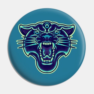 aqua blue panther head Pin