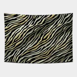 Savage Glitter Style Black, Beige, Green Tiger Pattern Animal Print Wild Safari Tapestry