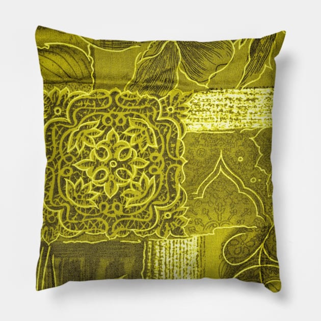 Yellow Abstract Tapestry Pattern Art Print Pattern Design Pillow by Pattern Plans