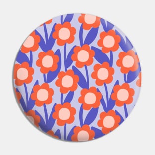 Minimal daisy flower pattern in blue and red Pin