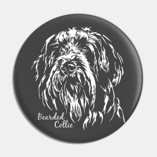 Bearded Collie dog lover dog portrait Pin