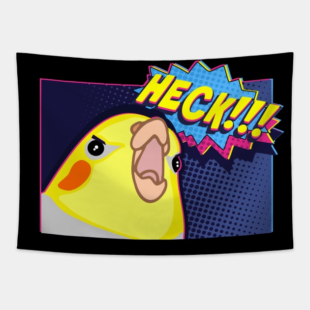 HECK! - funny cockatiel comic Tapestry by FandomizedRose