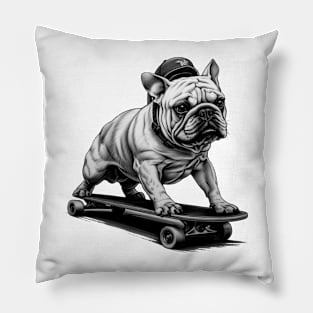 Skateboarding Bulldog Pillow