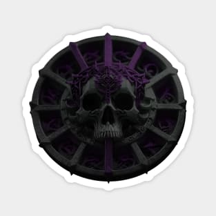 Resurrection Emblem with Jesus' skull with a crown of thorns and an Algiz life rune. Black & Purple Magnet