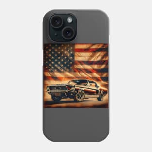 Ford Mustang with american flag retro vintage Phone Case