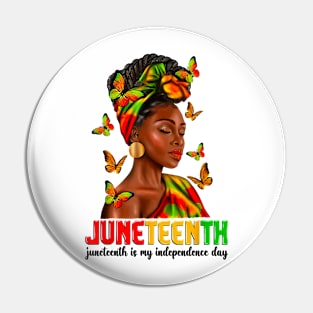 Juneteenth Is My Independence Day Shirt Womens Black Pride Pin