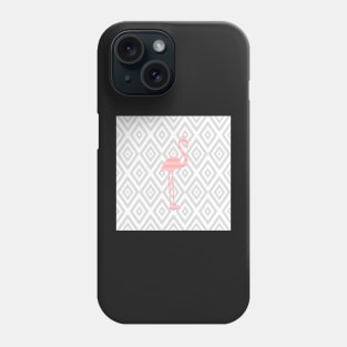 Abstract geometric pattern - gray and white - pink flamingo Phone Case