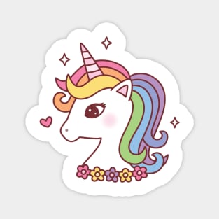 Pretty Unicorn With Rainbow Mane Magnet