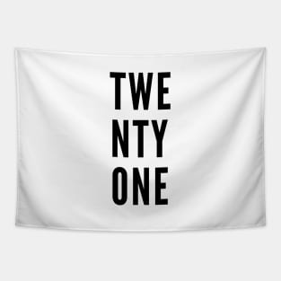 TWENTYONE Minimalist Black Typography Tapestry