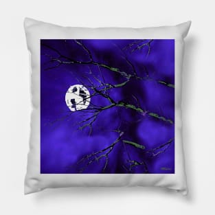 Night Tree Branches and a Silver Moon Pillow