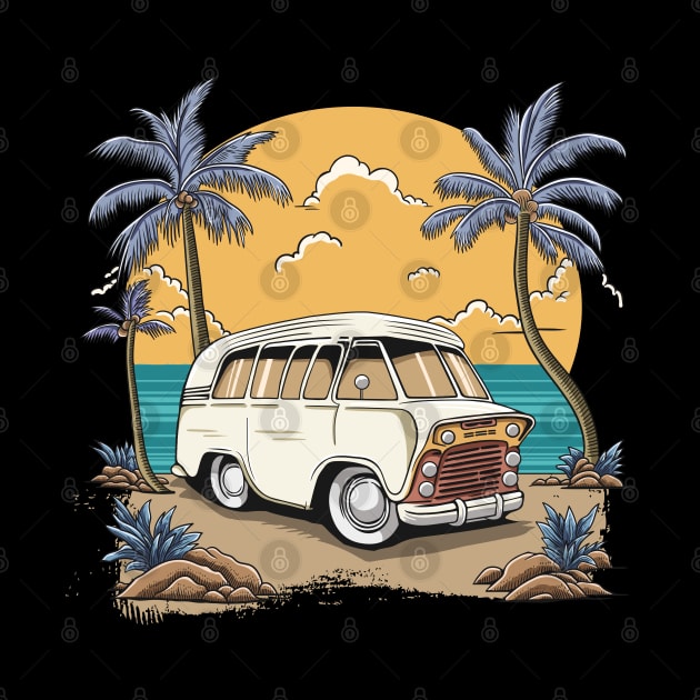 Vintage Car in Beach Summer Time by eijainspire