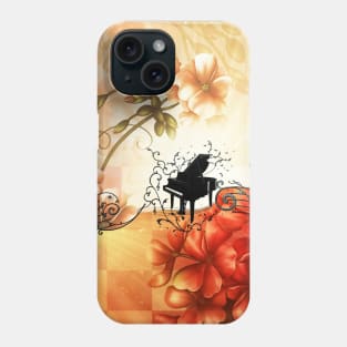 Wonderful flowers with piano and key notes Phone Case