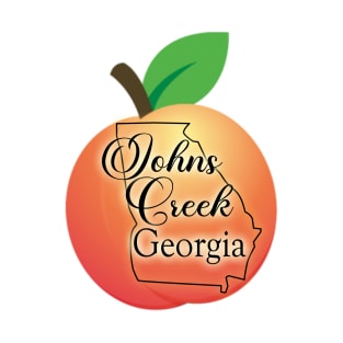 Johns Creek Georgia State Outline on Peach T-Shirt