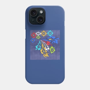 Blue denim floral pattern Phone Case
